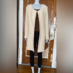 POL Long Cream Soft Sherpa Open Cardigan sz S